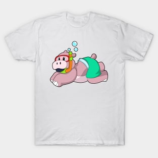 Hippo at Diving with Snorkel T-Shirt